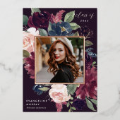 梅花箔の写真卒業発表 箔招待状 (正面)