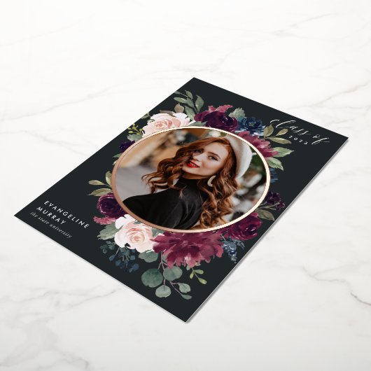 梅花箔の写真卒業発表 箔招待状 (回転した状態)