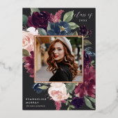 梅花箔の写真卒業発表 箔招待状 (正面)