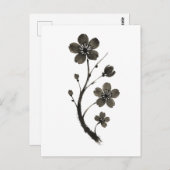 梅花線画 – 植物画ミニマル葉書 ポストカード (正面/裏面)