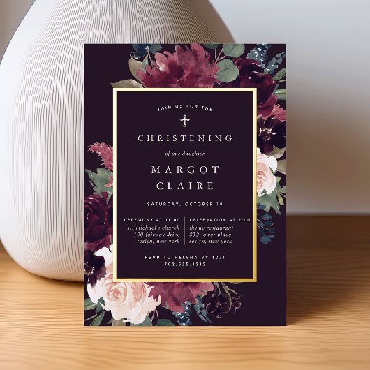 梅花《キリスト教》洗礼式や命名式または洗礼 箔招待状