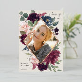 梅花 |フォイルフォト卒業発表 箔招待状 (立ち正面)