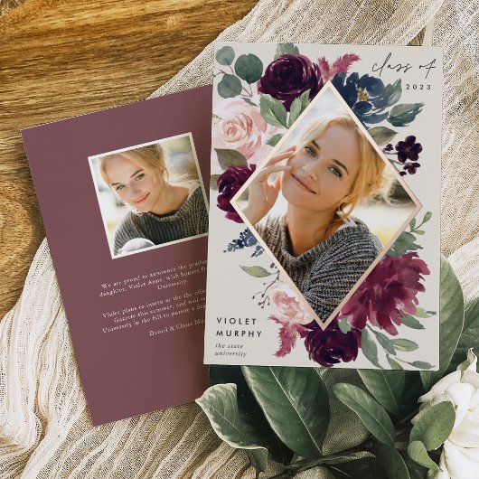 梅花 |フォイルフォト卒業発表 箔招待状