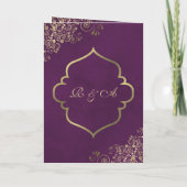 梅華美紫イスラームエレガントズの結婚金ゴールド 招待状 (裏面)