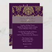 梅/梅/金ゴールドフェイクダマスク 招待状 (正面/裏面)