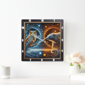 梟はホッキョクグマの強さを感じる スクエア壁時計 (ホーム)