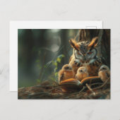 梟は読子どもには本を読む ポストカード (正面/裏面)