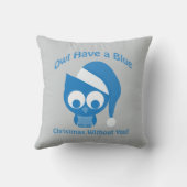 梟は青いクリスマスを持っている クッション (裏面)