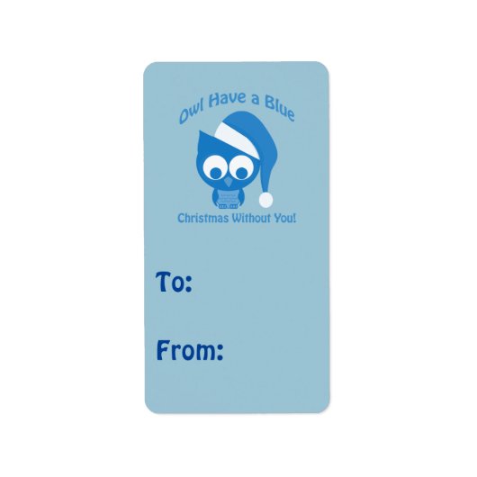 梟は青いクリスマスを持っている ラベル (正面)