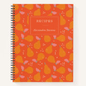 梨お洒落の実のパターンパーソナライズされたレシピ  ノートブック (正面)