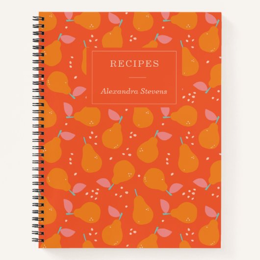 梨お洒落の実のパターンパーソナライズされたレシピ  ノートブック (正面)