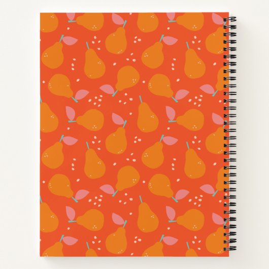 梨お洒落の実のパターンパーソナライズされたレシピ  ノートブック (裏面)