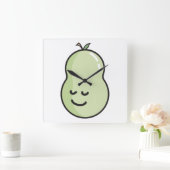 梨とスマイル スクエア壁時計 (ホーム)