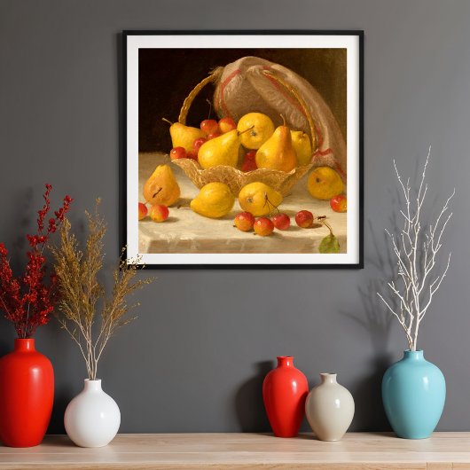 梨とリンゴのバスケット ポスター