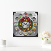 梨とリンゴリース～クリスマスの12日～ スクエア壁時計 (ホーム)