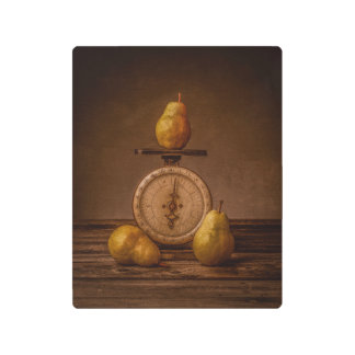 梨とヴィンテージスケールウォールアート メタルプリント