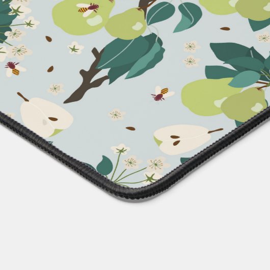 梨と蜂の入ったフローラガーデンキッチン デスクマット (コーナー)