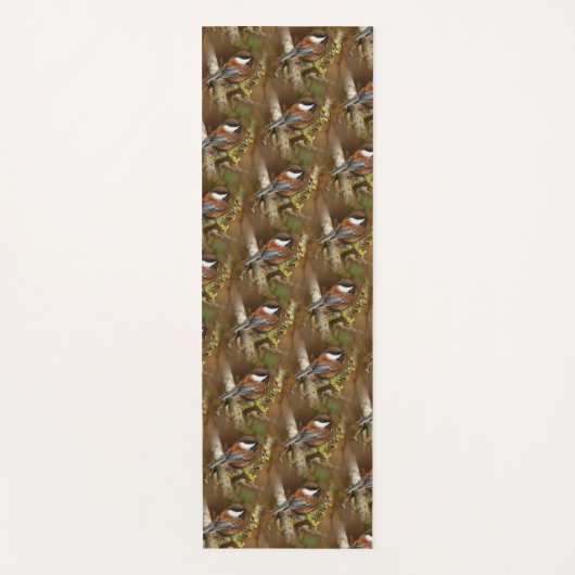 梨に栗の実が付いたかわいい《鳥》アメリカゴガラ ヨガマット (正面)