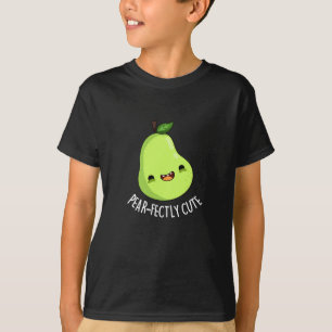 梨のかわいいフルーツ梨プリン黒BG Tシャツ