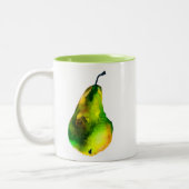 梨のアートかわいい水色の果物 ツートーンマグカップ (左)