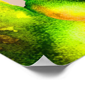 梨のアートかわいい水色の果物 ポスター (角)