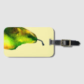 梨のアートかわいい水色の果物 ラゲッジタグ (正面横)