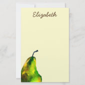 梨のアートかわいい水色の果物 便箋 (正面)