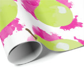 梨のイラストレーション（ピンクの水の色のスプラッシュ付き） ラッピングペーパー (ロールコーナー)