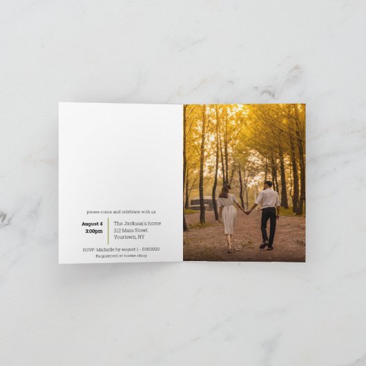 梨のカップルと写真ベビーシャワー招待状 招待状 (内部)