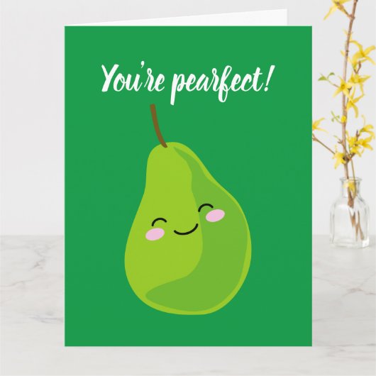 梨のグリーテおもしろいィングカード カード (黄色い花)