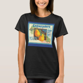 梨のビンテージサンタクララフルーツラベルアートTシャツ Tシャツ