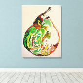 梨のフルーツウォーターカラーアートイラストレーション キャンバスプリント (インサイチュ (ウッドフロア))