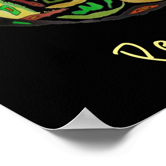 梨のフルーツスローガンポップ・アートのアートの水色 ポスター (角)