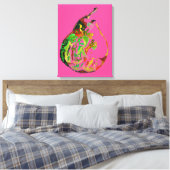 梨のフルーツポップ・アートのアート水のカラーアートイラストレーション キャンバスプリント (インサイチュ (寝室))