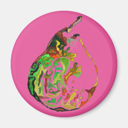 梨のフルーツポップ・アートのアート水の色イラストレーション マグネット (正面)