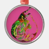 梨のフルーツポップ・アートのアート水の色イラストレーション メタルオーナメント (正面)