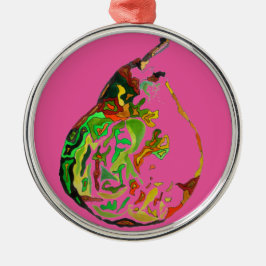 梨のフルーツポップ・アートのアート水の色イラストレーション メタルオーナメント