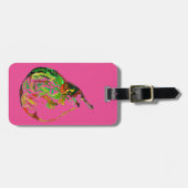 梨のフルーツポップ・アートのアート水の色イラストレーション ラゲッジタグ (正面横)