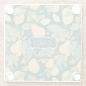 梨のフローラカラフルパタパーソナライズされたーン ガラスコースター (裏面)