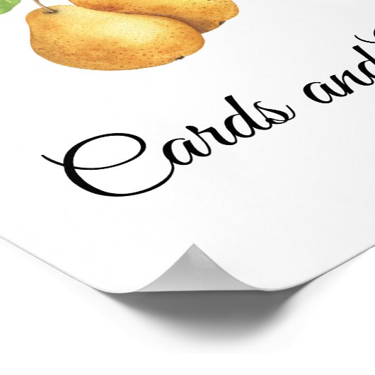 梨のブライダルシャワーカードとギフト ポスター (角)