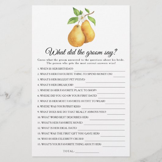 梨のブライダルシャワー新郎は何と言った (正面)