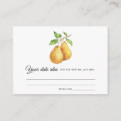 梨のブライダルシャワー日の夜のアイディア日付jar エンクロージャーカード (正面)