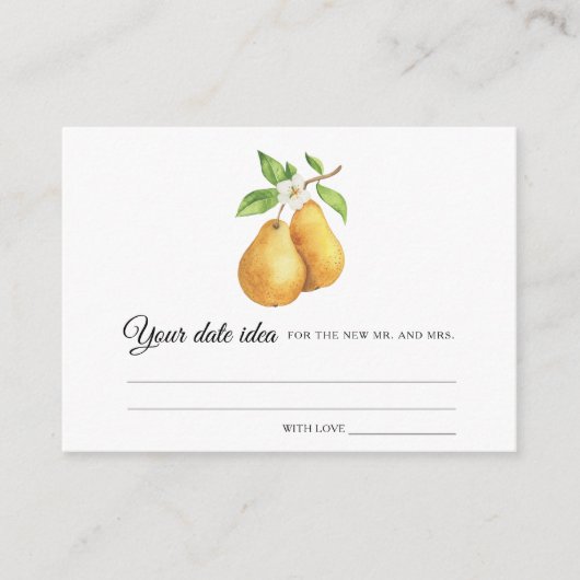 梨のブライダルシャワー日の夜のアイディア日付jar エンクロージャーカード (正面)