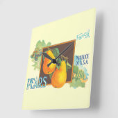 梨のヴィンテージクラートアートウォールクロック スクエア壁時計 (傾斜)