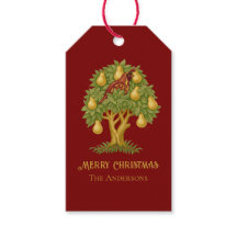 梨の木に止まるヤマコウチョウ 高級感のあるクリスマスの赤