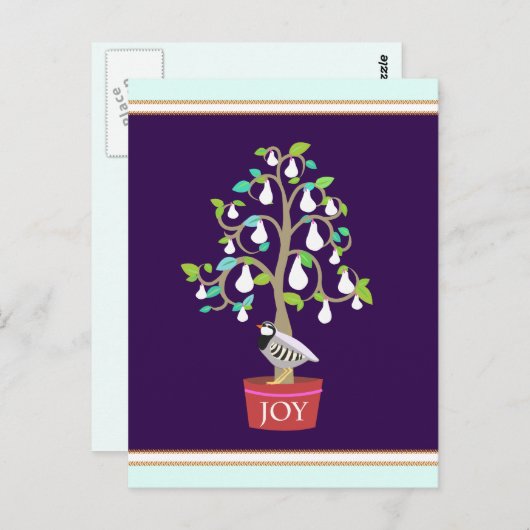 梨の木のはがきに入った飾り ポストカード (正面/裏面)