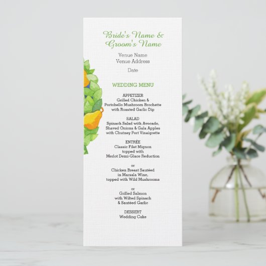 梨の木のウェディングメニュー 招待状 (スタンド正面)