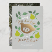 梨の木のキジバトのクリスマスタグカード シーズンカード (正面/裏面)