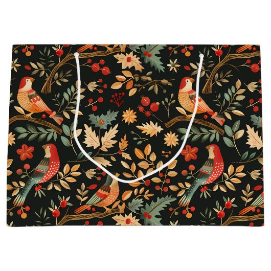 梨の木のクリスマスの飾り ラージペーパーバッグ (正面)