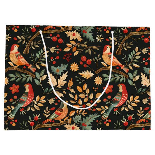 梨の木のクリスマスの飾り ラージペーパーバッグ (裏面)